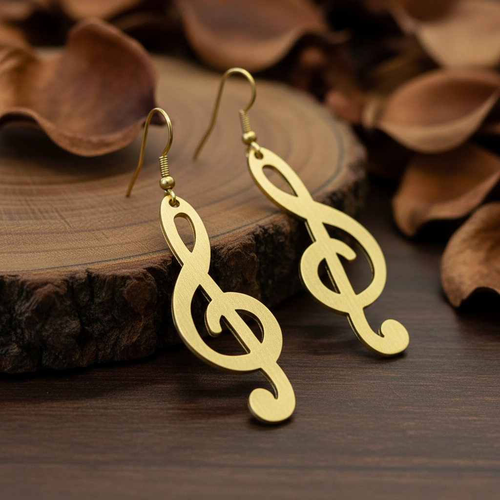 Pendientes Música Dorados