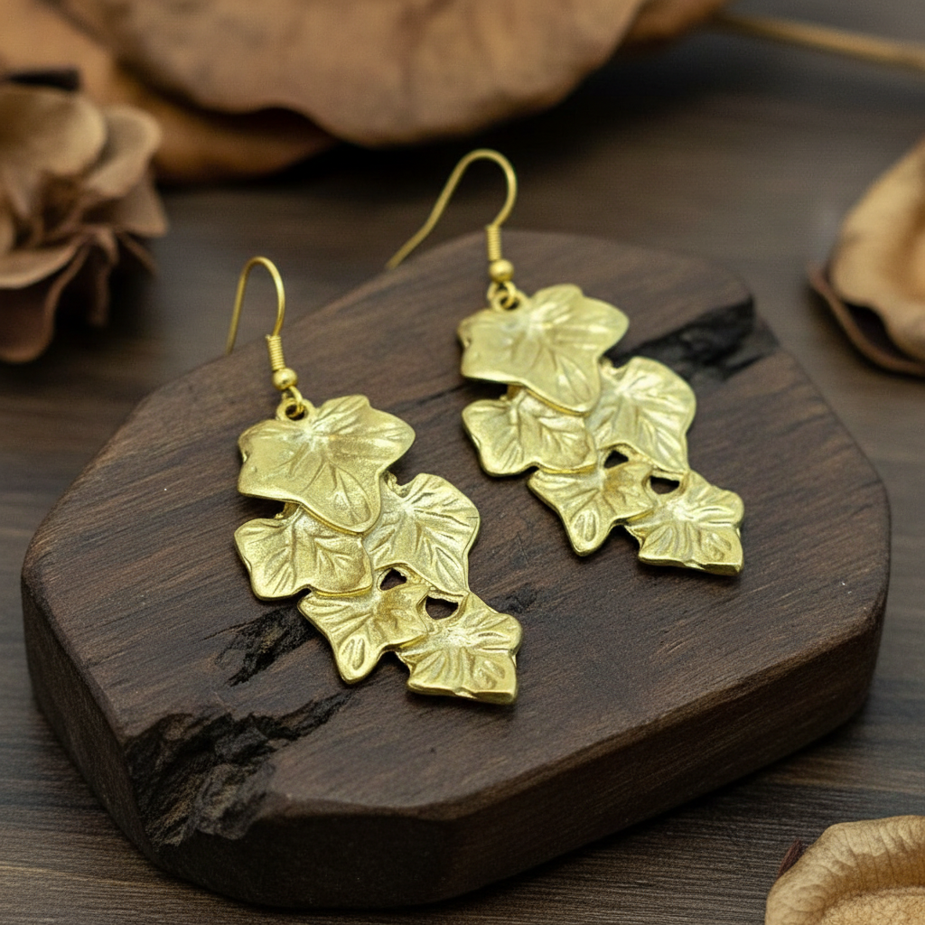 Pendientes Hojarasca Dorado