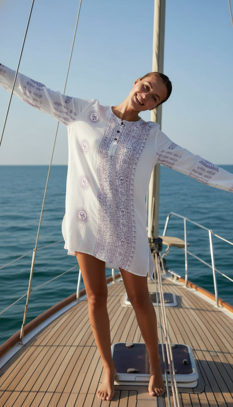 Kurta Nueva Blanco/morado