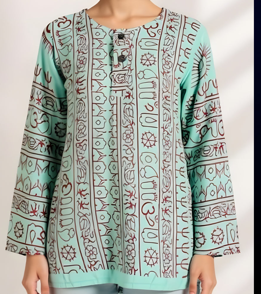 Kurta Turquesa/rojo de Niños. (Recomendamos pedir una talla más).