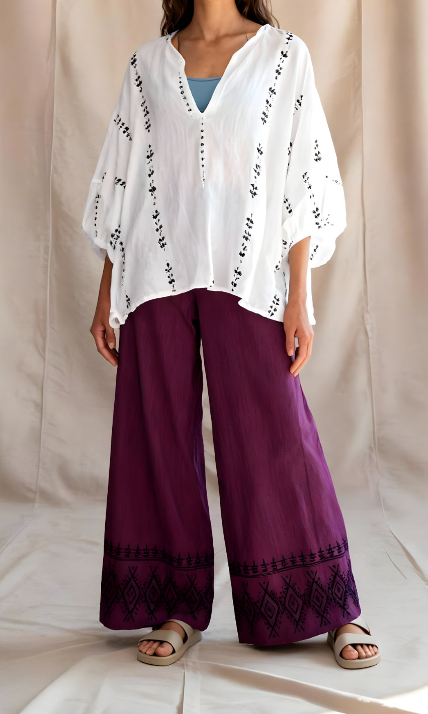 Pantalón Recto Berenjena