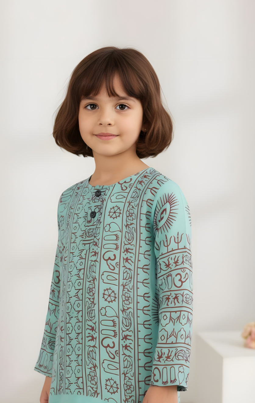 Kurta Turquesa/rojo de Niños. (Recomendamos pedir una talla más).