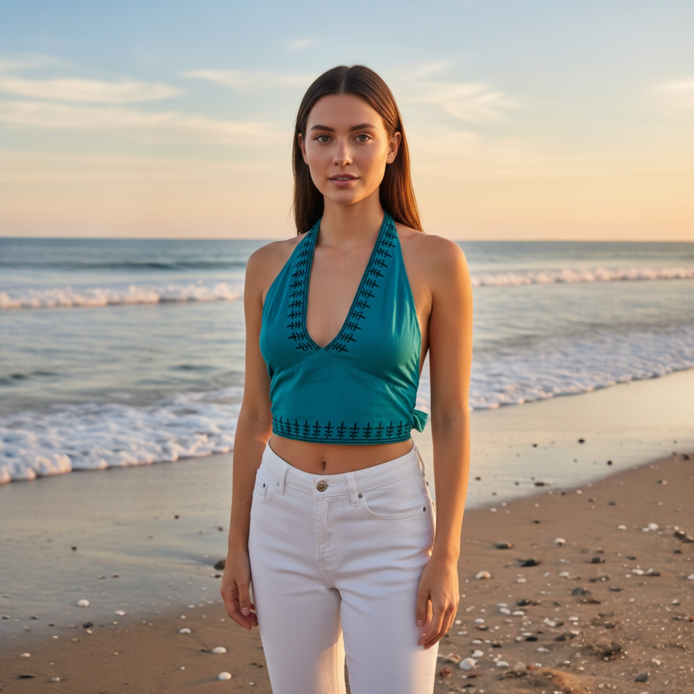 Top Atado Turquesa