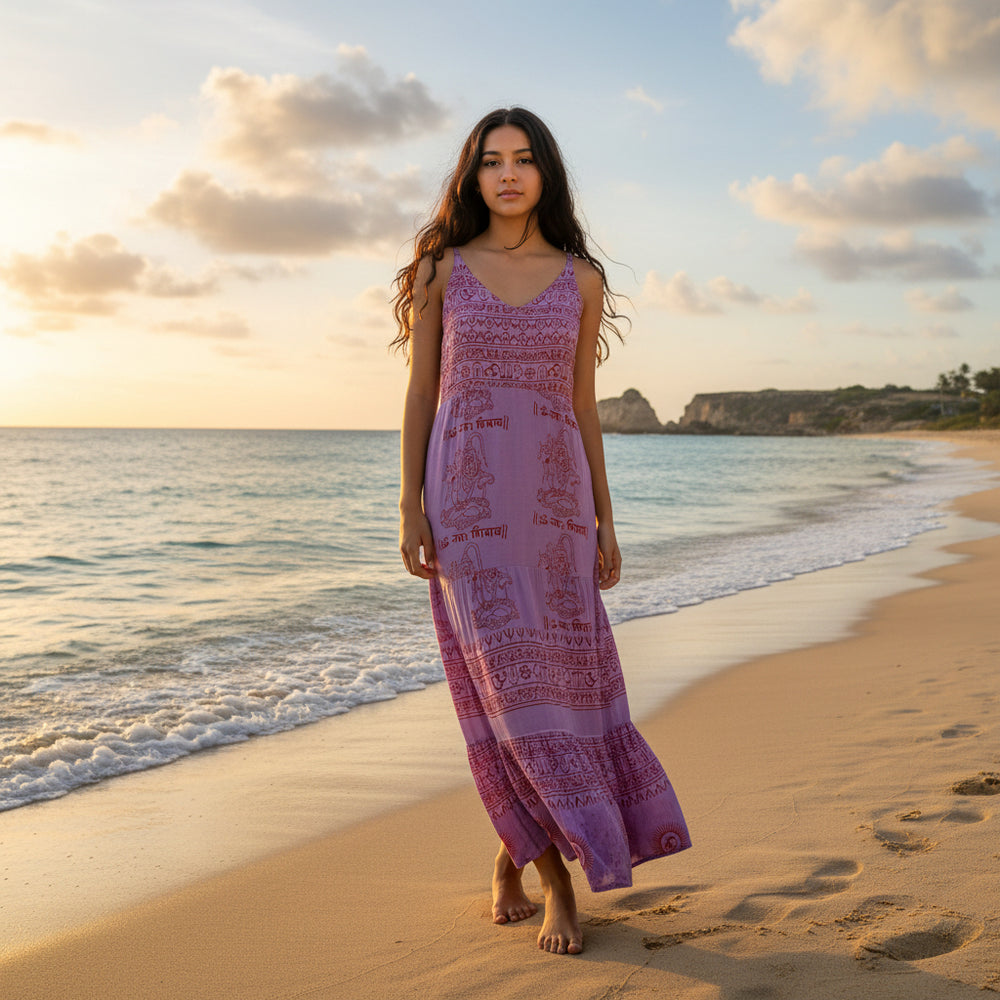 Vestido Tirantes Lila/rojo