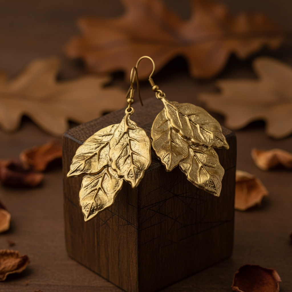 Pendientes Hojas Dorados