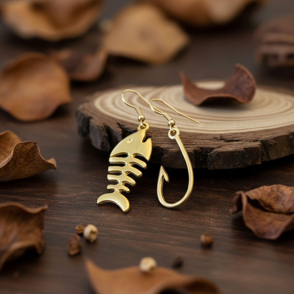 Pendientes Pesca Dorados