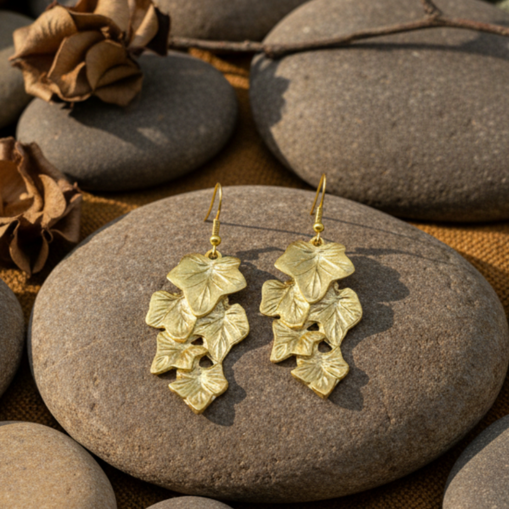 Pendientes Hojarasca Dorado