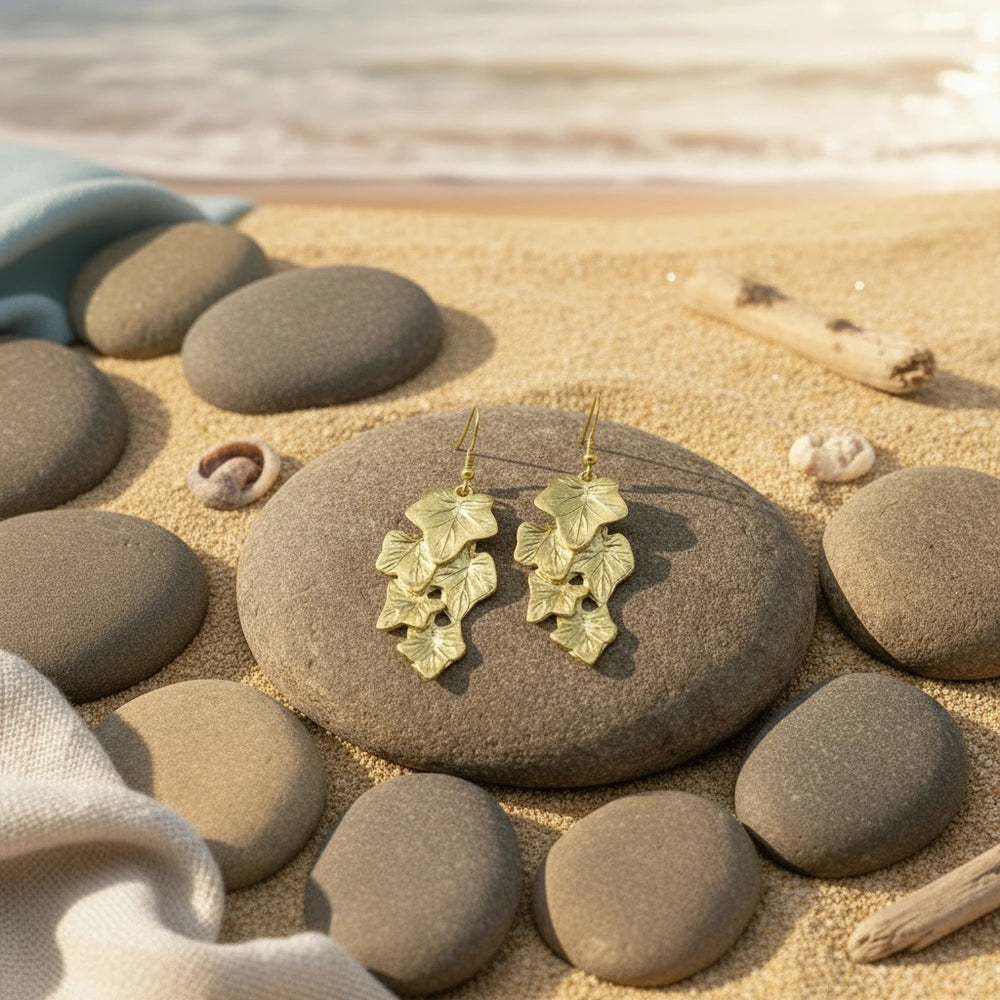Pendientes Hojarasca Dorado