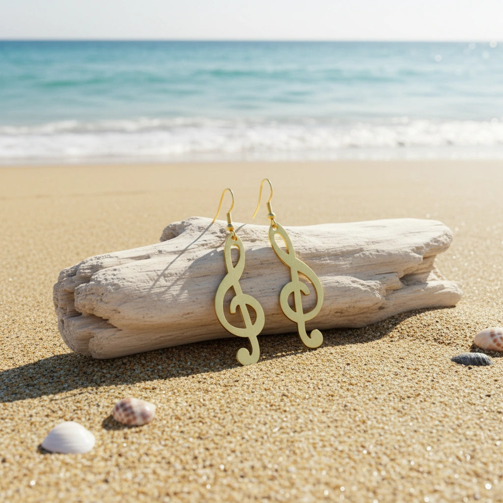 Pendientes Música Dorados