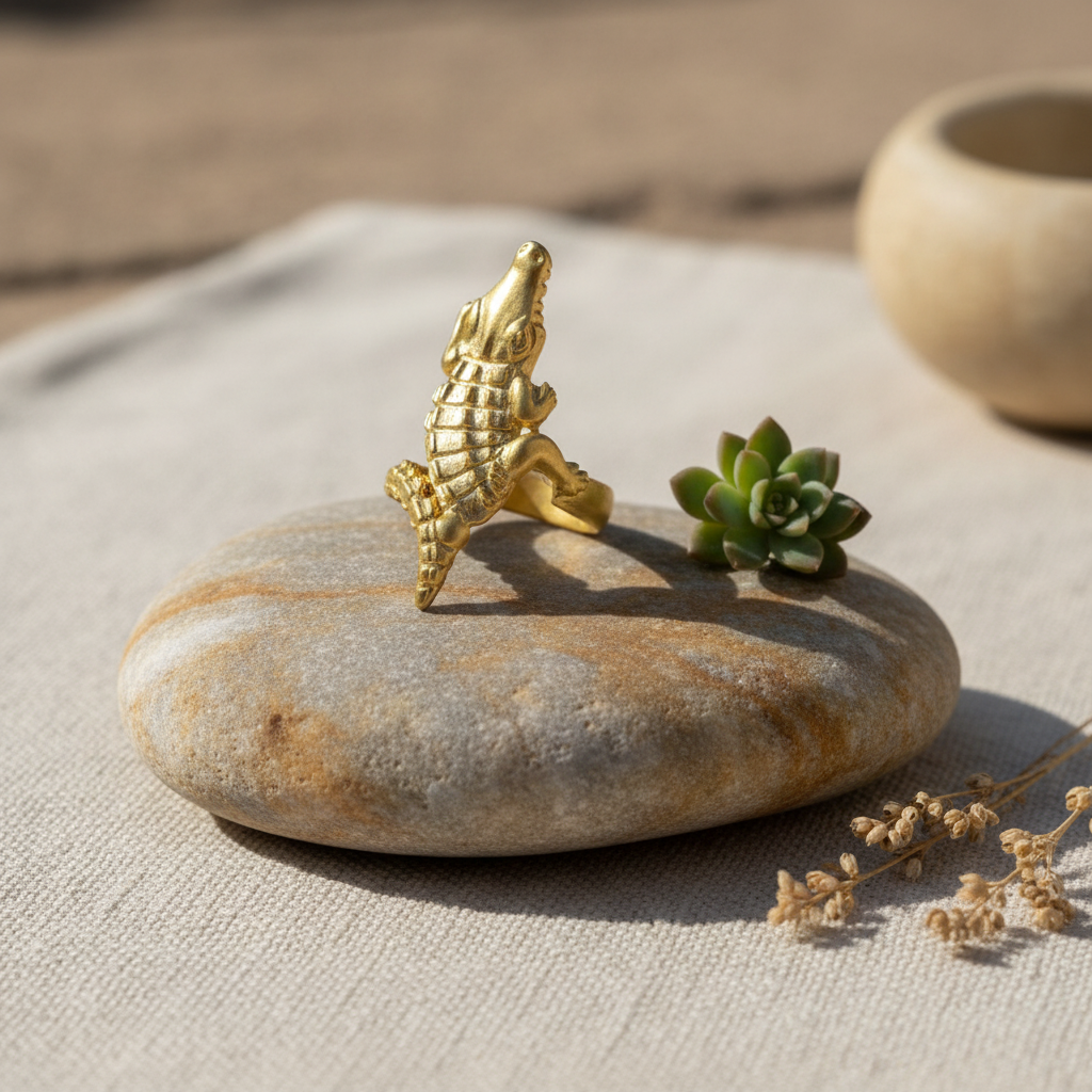 Anillo Cocodrilo Dorado