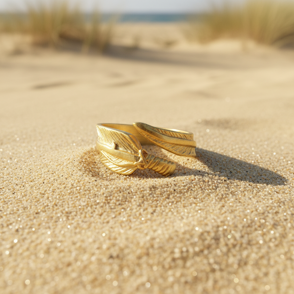 Anillo Pluma Dorado