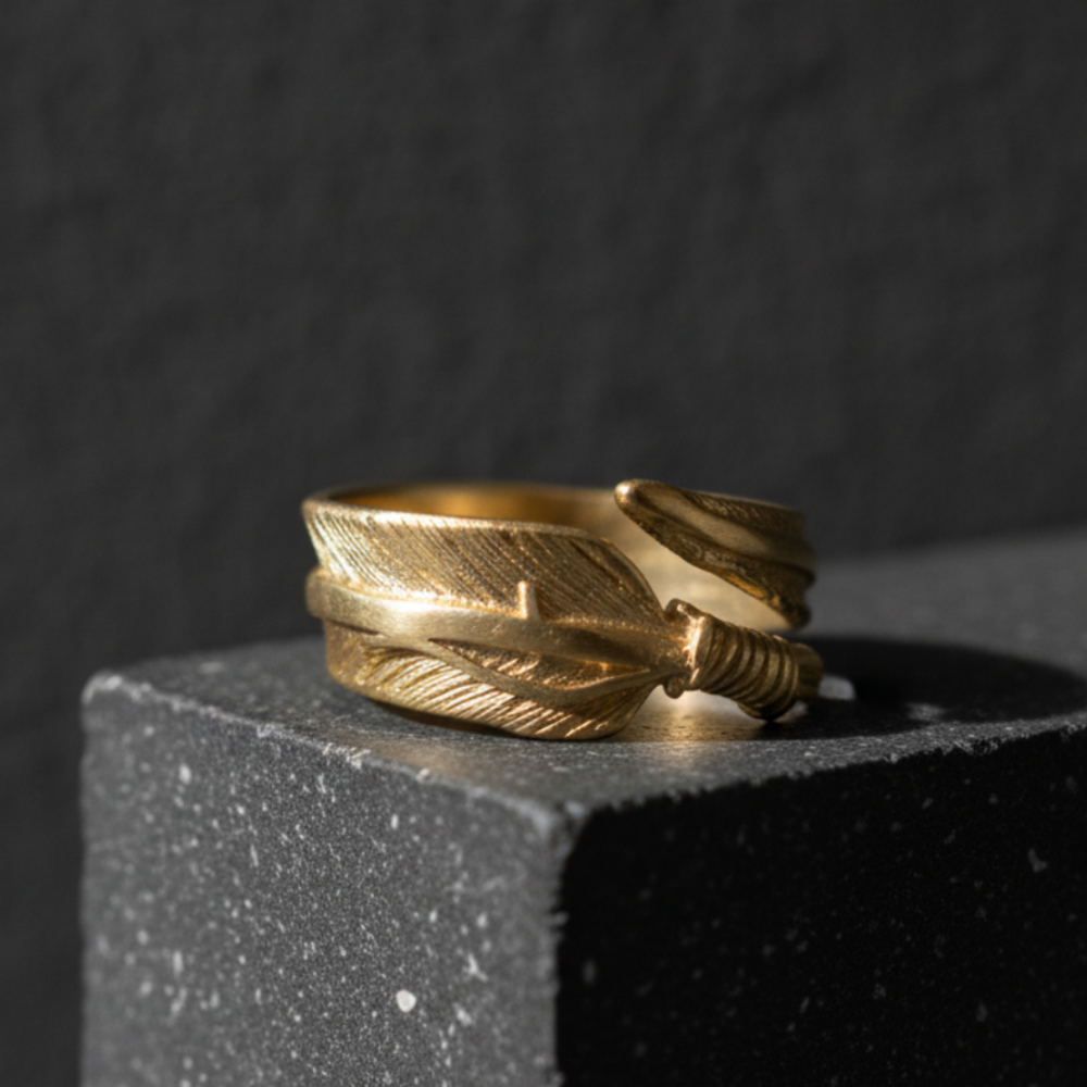 Anillo Pluma Dorado