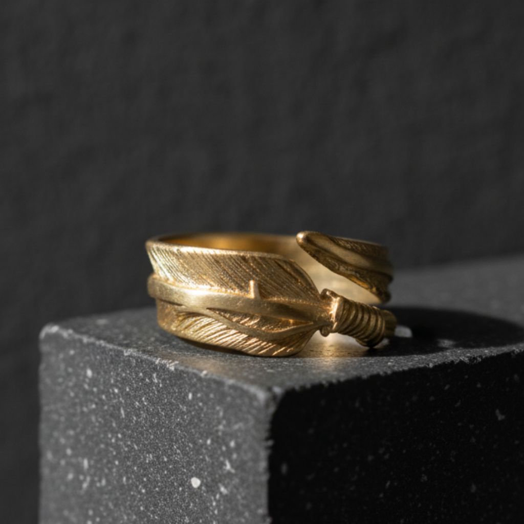 Anillo Pluma Dorado