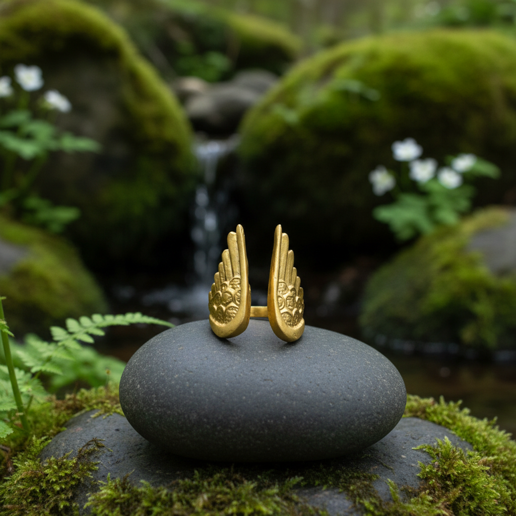 Anillo Alas de Angel Dorado