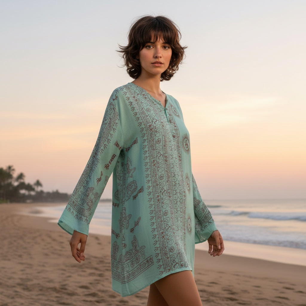 Kurta Nueva Turquesa/rojo