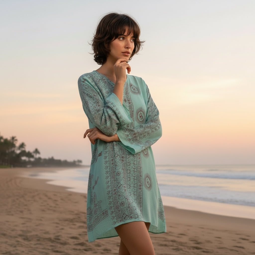 Kurta Nueva Turquesa/rojo