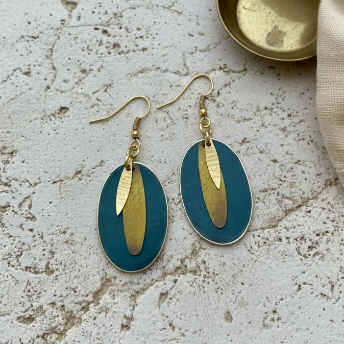 Pendientes Ovalados Azul