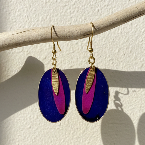 Pendientes Ovalados Morado
