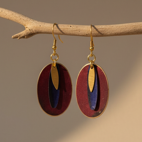 Pendientes Ovalados Granate