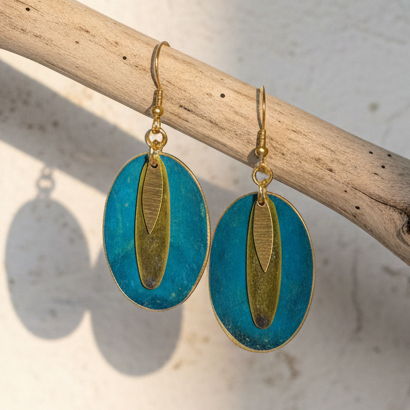 Pendientes Ovalados Azul