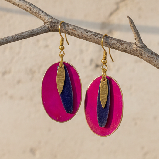 Pendientes Ovalados Fucsia
