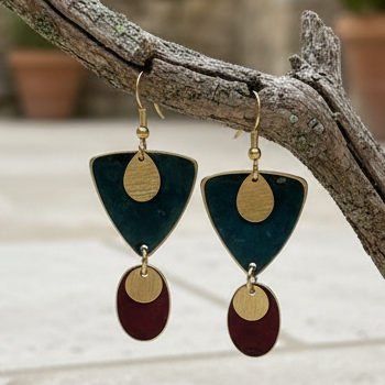 Pendientes Tikal Granate/Caribe
