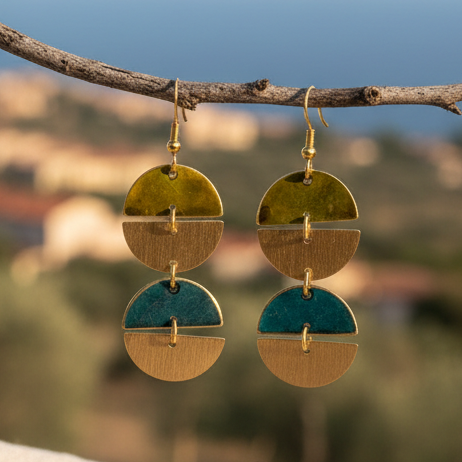 Pendientes Líbano Turquesa/Oliva
