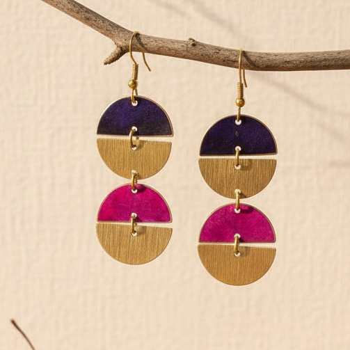 Pendientes Líbano Morado/Fucsia