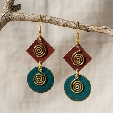 Pendientes Luxor caribe/granate