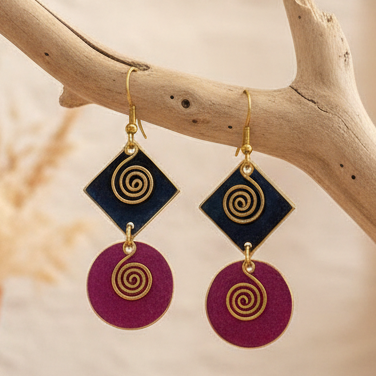 Pendientes Luxor fucsia/marino