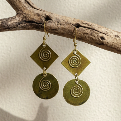 Pendientes Luxor oliva/mostaza