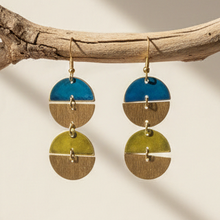 Pendientes Líbano Oliva/Azul