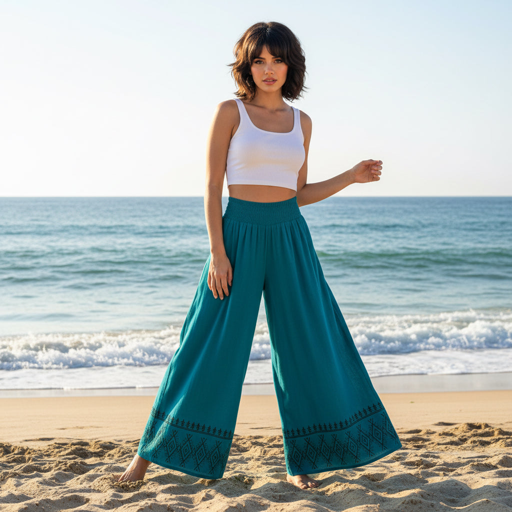 Pantalón Recto Turquesa