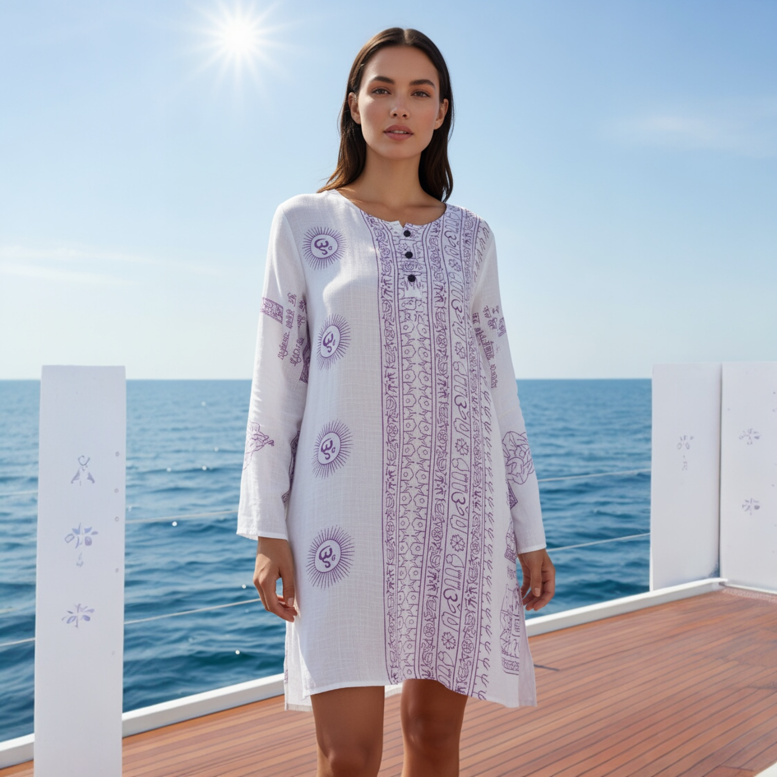 Kurta Nueva Blanco/morado