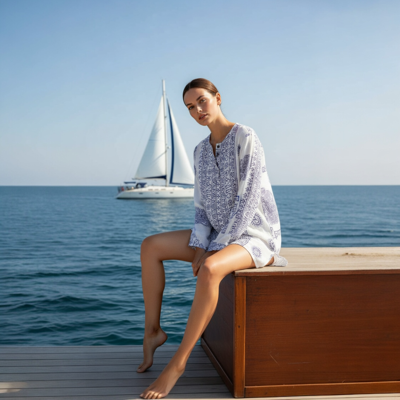 Kurta Clásica Blanca/denim