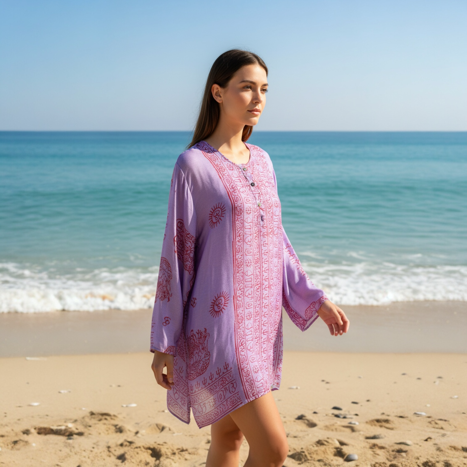 Kurta Clásica Lila/rojo