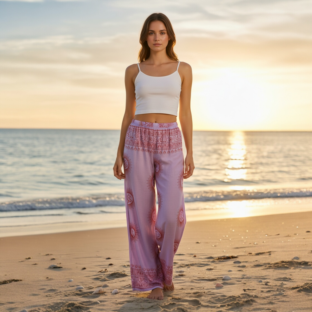 Pantalón bombacho lila/rojo