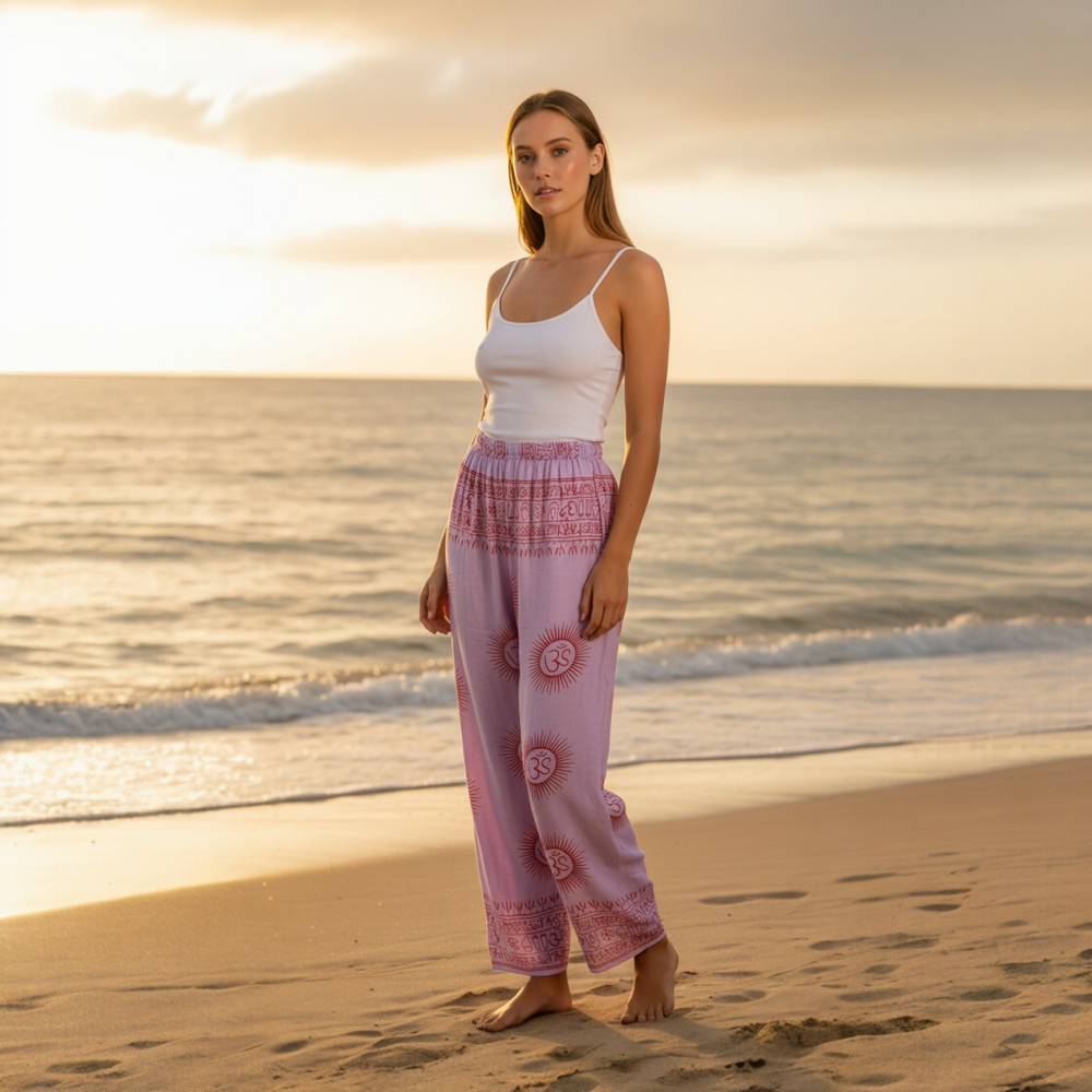 Pantalón bombacho lila/rojo