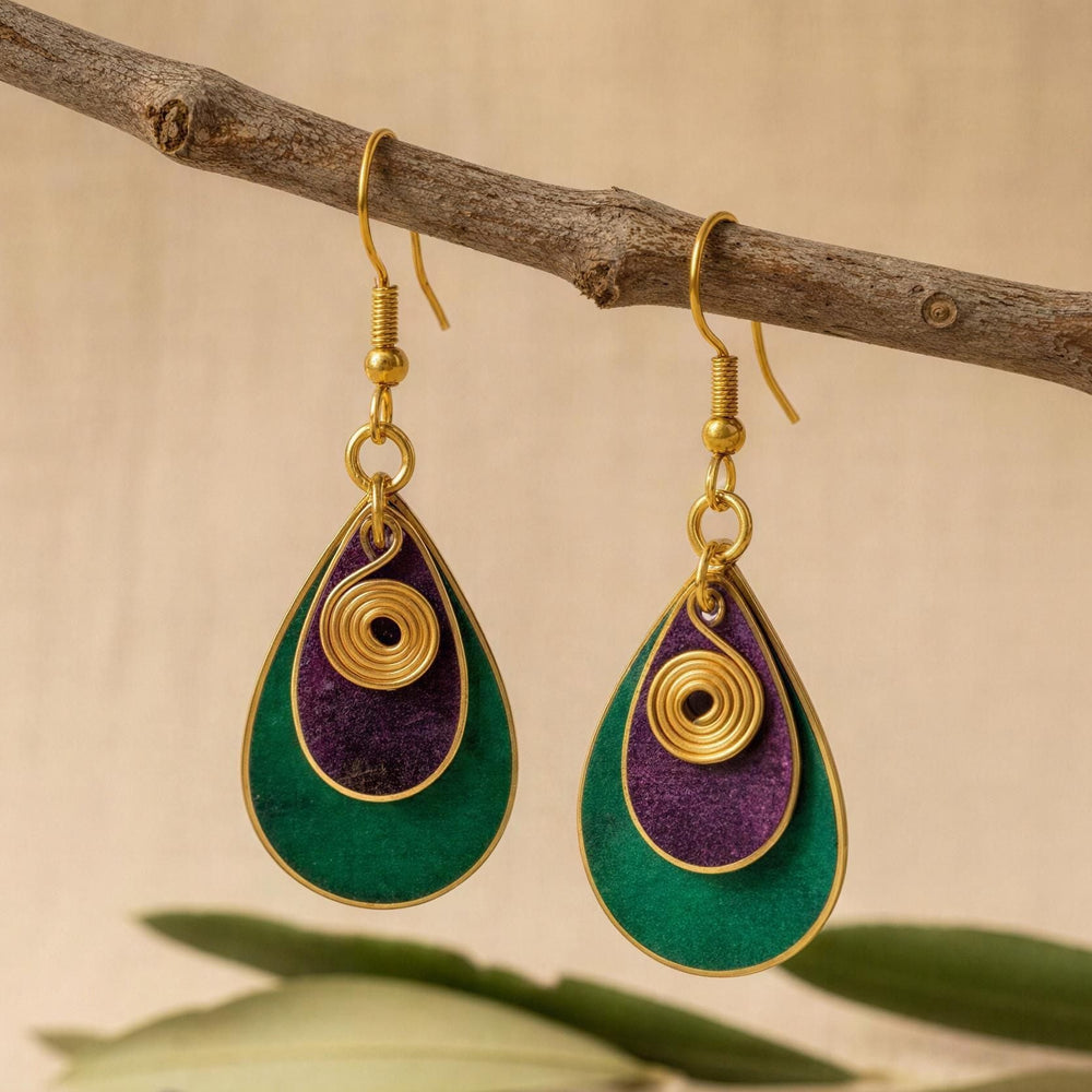 Pendientes Kefren Verde/Morado