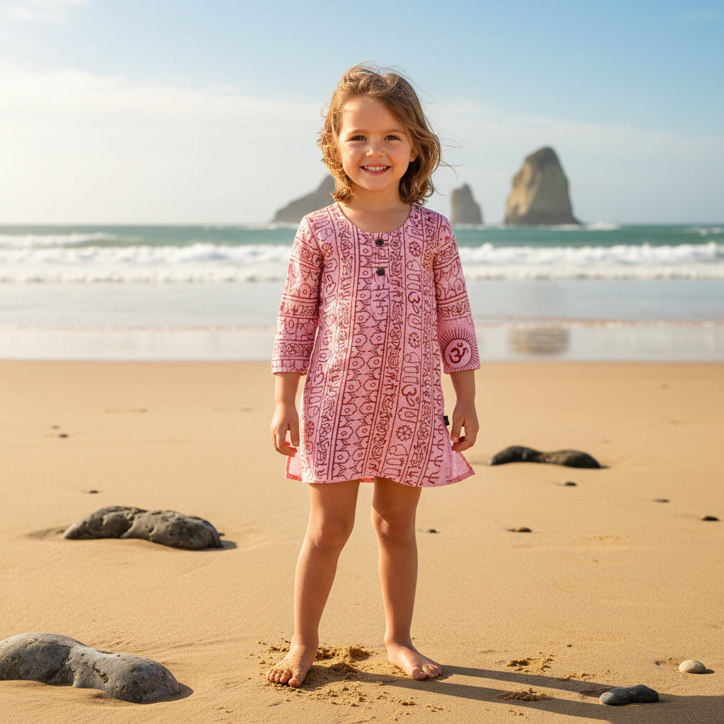 Kurta Cuello Mao Intantil Rosa