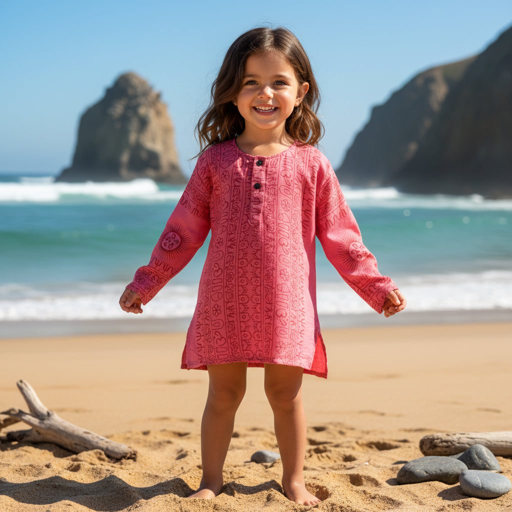 Kurta Cuello Mao Infantil Chicle