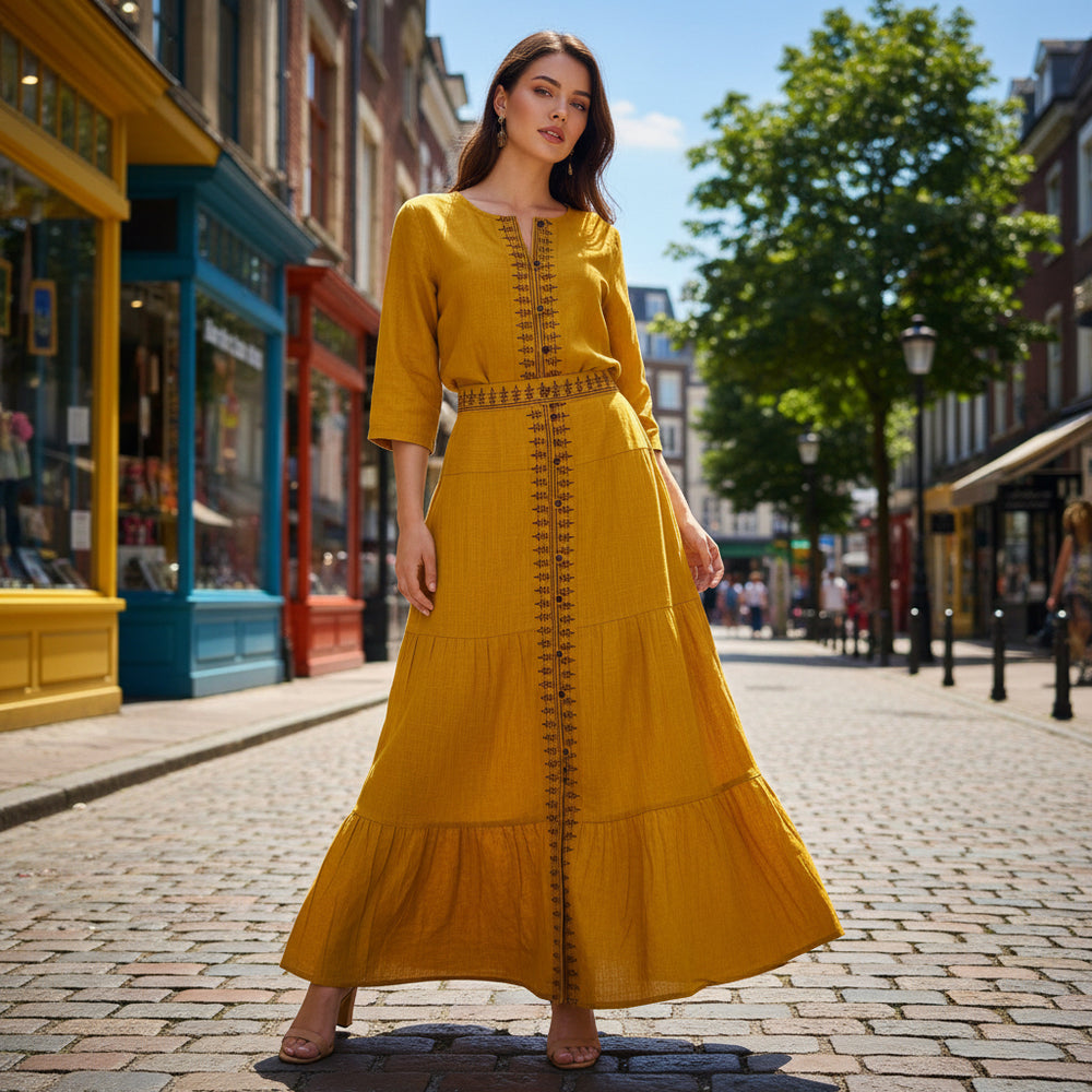 Falda Algodón Mostaza