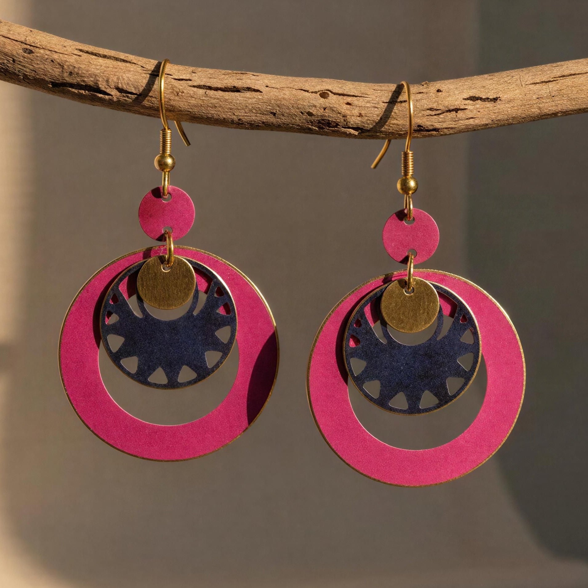 Pendientes Keops fucsia