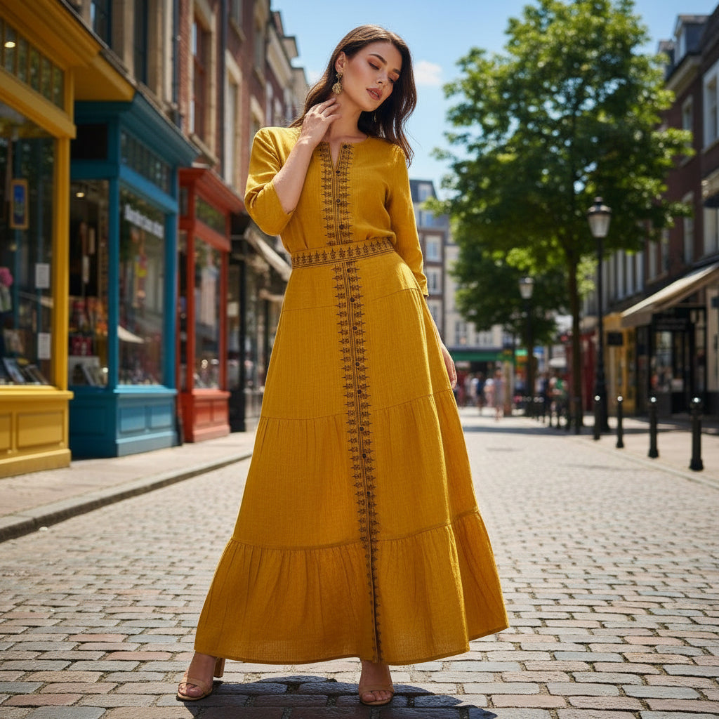 Falda Algodón Mostaza