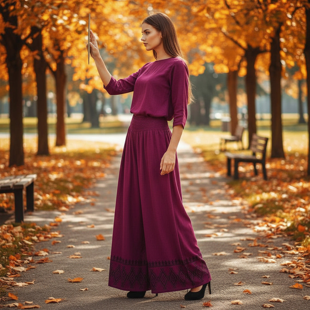 Pantalón Recto Berenjena