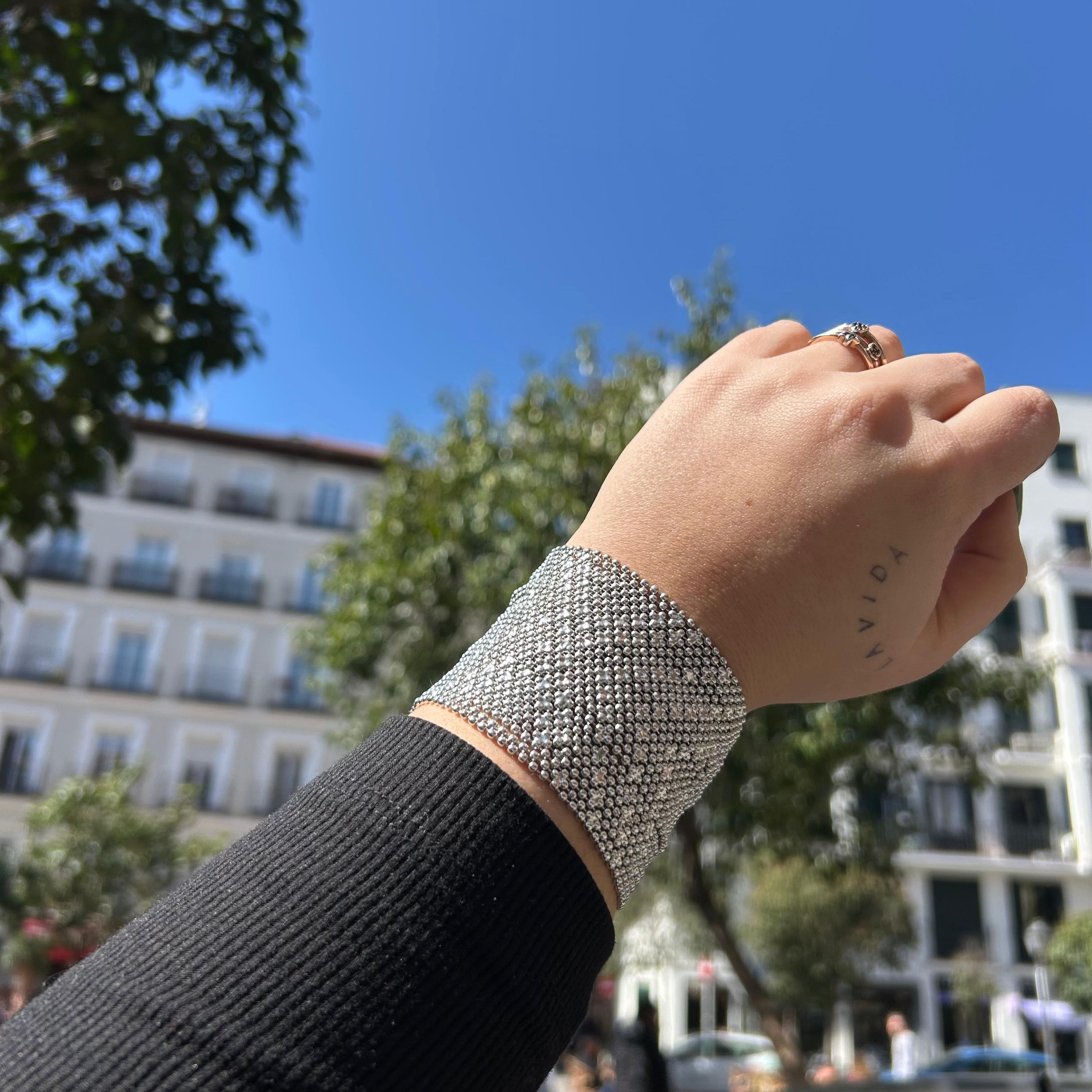 Pulsera Malla Mediana Plateada